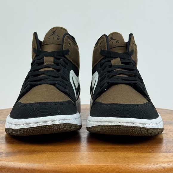 Womens Nike Air Jordan 1 Mid SE Olive Toe‎ Basketball Shoes Sneakers Size 9 M - Picture 6 of 12